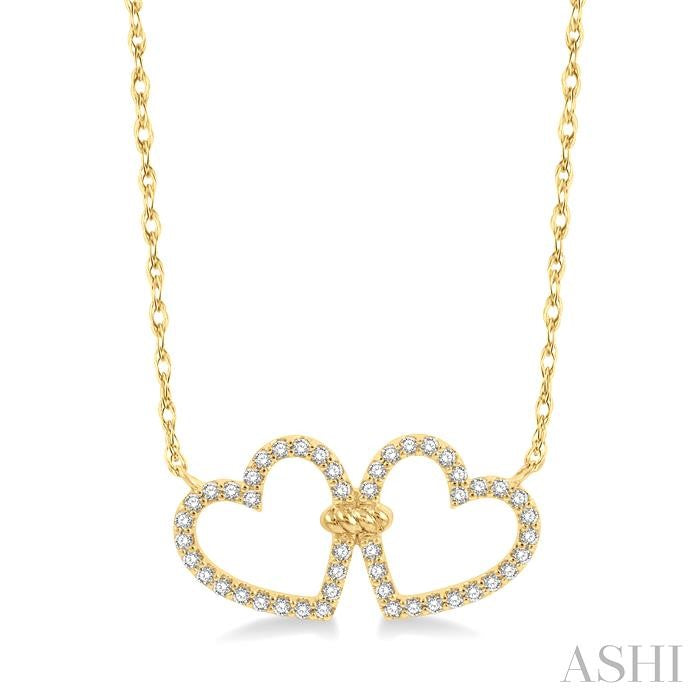 ASHI Twin Heart Shape Diamond Necklace 997FQPPTSNKYG