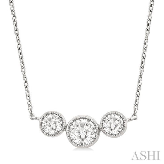 ASHI 3 Stone Bezel Set Diamond Necklace 997W1PPFGNKWG