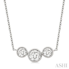 ASHI 3 Stone Bezel Set Diamond Necklace 997W1PPFGNKWG