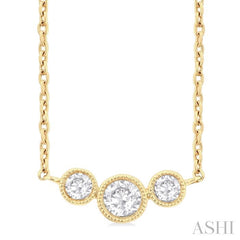 ASHI 3 Stone Bezel Set Diamond Necklace 997WQPPFGNKYG