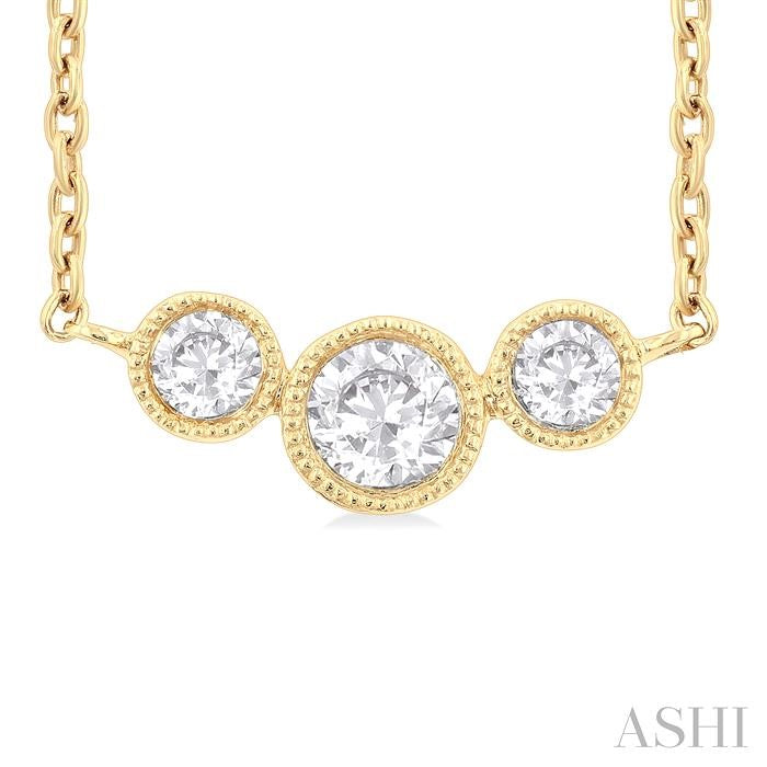 ASHI 3 Stone Bezel Set Diamond Necklace 997WQPPFGNKYG