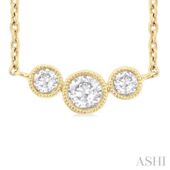 ASHI 3 Stone Bezel Set Diamond Necklace 997WQPPFGNKYG