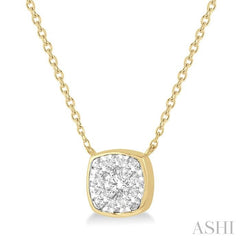 ASHI Cushion Shape Bezel Set Lovebright Essential Diamond Pendant 9980UPPFGNKYW
