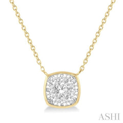ASHI Cushion Shape Bezel Set Lovebright Essential Diamond Pendant 9980UPPFGNKYW