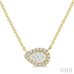 ASHI Pear Shape East-West Halo Lovebright Essential Diamond Pendant 99810PPFHNKYW