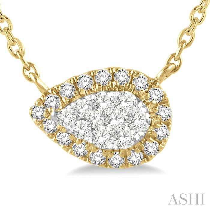 ASHI Pear Shape East-West Halo Lovebright Essential Diamond Pendant 99810PPFHNKYW