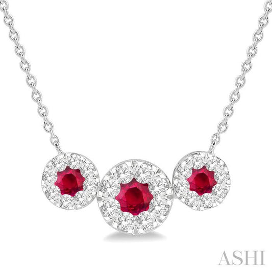 ASHI Round Shape Past Present & Future Lovebright Gemstone & Diamond Necklace 9984HPPFGNKRBWG