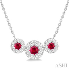 ASHI Round Shape Past Present & Future Lovebright Gemstone & Diamond Necklace 9984HPPFGNKRBWG