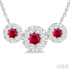ASHI Round Shape Past Present & Future Lovebright Gemstone & Diamond Necklace 9984HPPFGNKRBWG