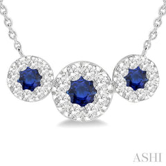 ASHI Round Shape Past Present & Future Lovebright Gemstone & Diamond Necklace 9984HPPFGNKSPWG