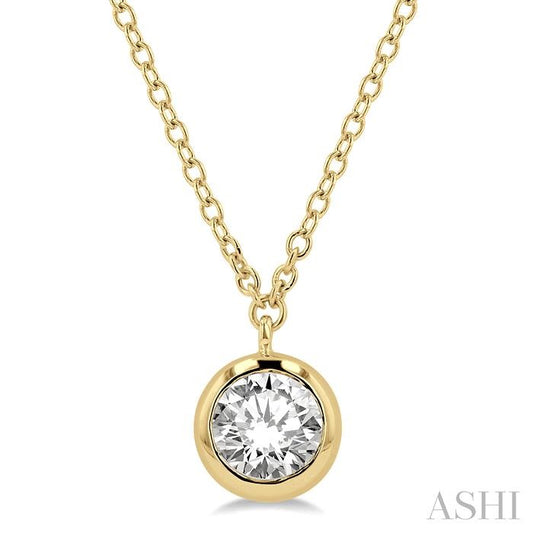 ASHI Round Shape Bezel Set Diamond Pendant 9987HPPFGNKYG
