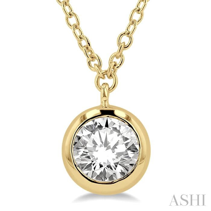 ASHI Round Shape Bezel Set Diamond Pendant 9987HPPFGNKYG