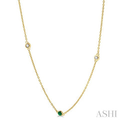 ASHI Gemstone & Diamond Station Necklace 998C0PPFGNKEMYG