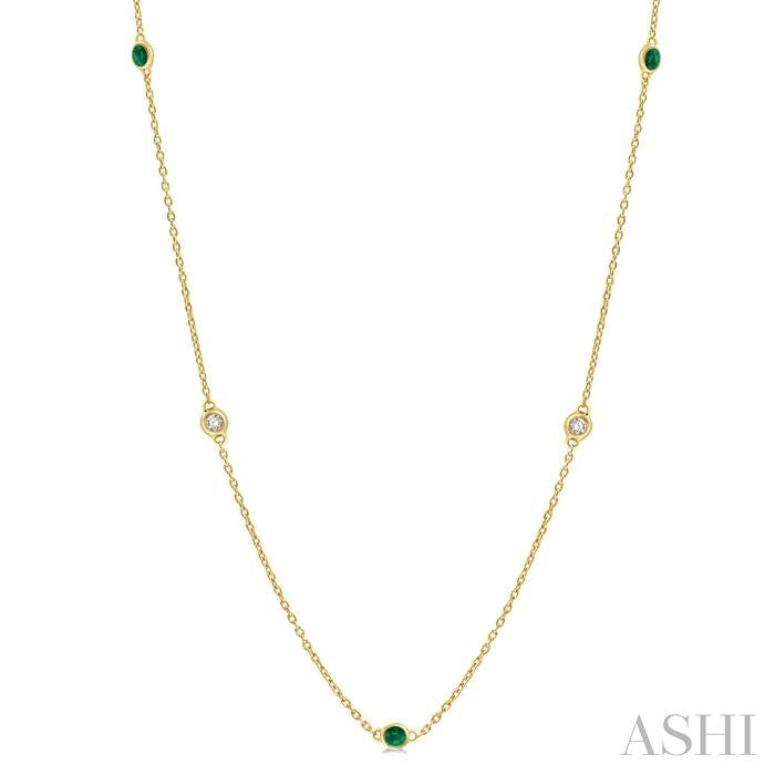 ASHI Gemstone & Diamond Station Necklace 998C0PPFGNKEMYG