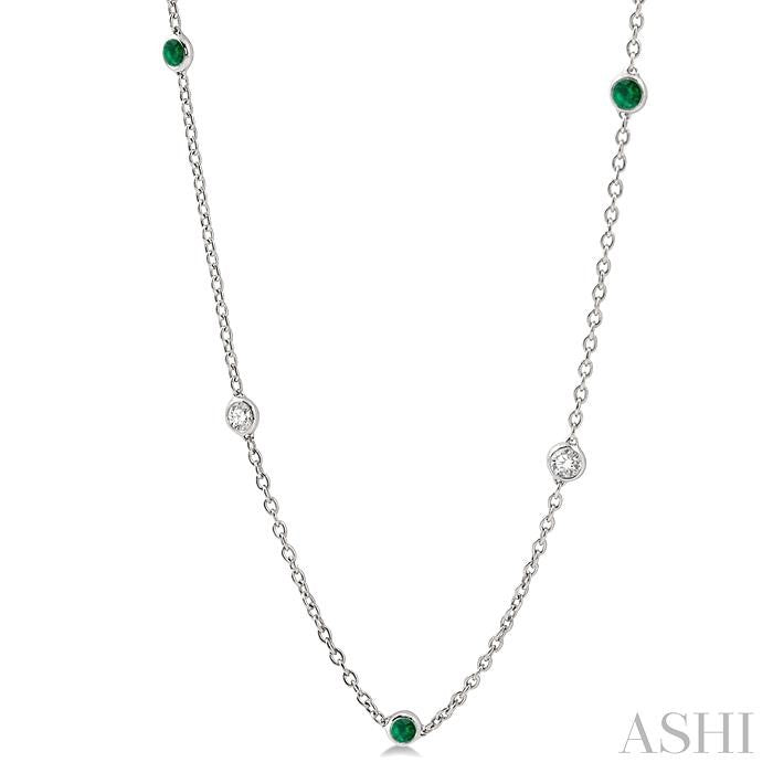 ASHI Gemstone & Diamond Station Necklace 998CHPPFGNKEMWG