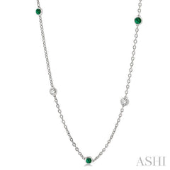 ASHI Gemstone & Diamond Station Necklace 998CHPPFGNKEMWG