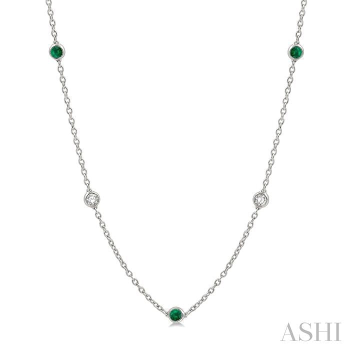 ASHI Gemstone & Diamond Station Necklace 998CHPPFGNKEMWG