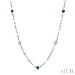 ASHI Gemstone & Diamond Station Necklace 998CHPPFGNKEMWG