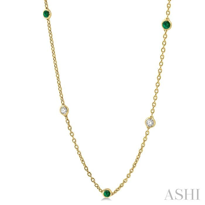 ASHI Gemstone & Diamond Station Necklace 998CHPPFGNKEMYG