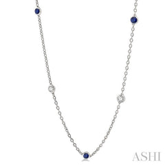 ASHI Gemstone & Diamond Station Necklace 998CHPPFGNKSPWG