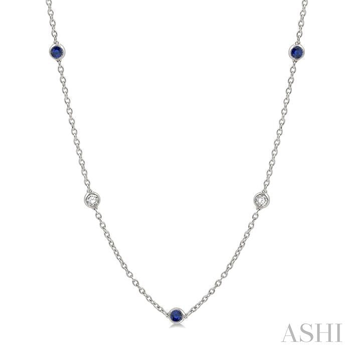 ASHI Gemstone & Diamond Station Necklace 998CHPPFGNKSPWG