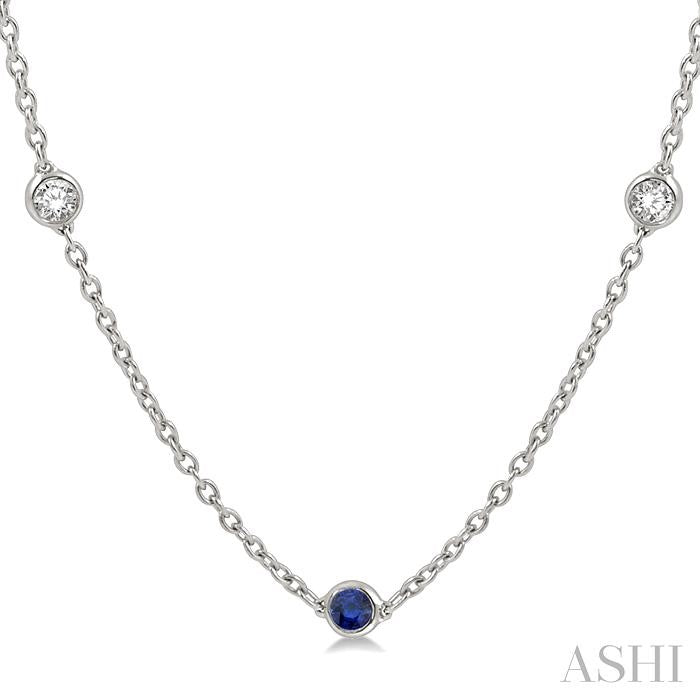 ASHI Gemstone & Diamond Station Necklace 998CHPPFGNKSPWG