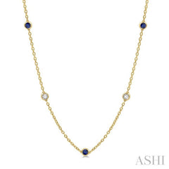 ASHI Gemstone & Diamond Station Necklace 998CHPPFGNKSPYG