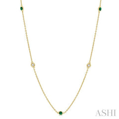ASHI Gemstone & Diamond Station Necklace 998CQPPFGNKEMYG