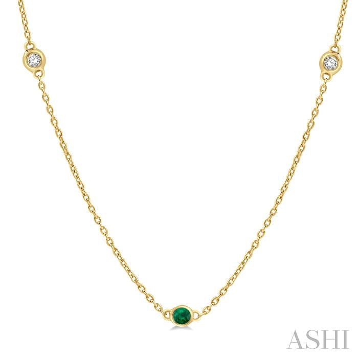 ASHI Gemstone & Diamond Station Necklace 998CQPPFGNKEMYG