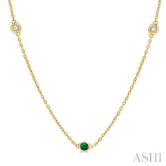 ASHI Gemstone & Diamond Station Necklace 998CQPPFGNKEMYG