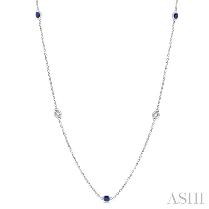 ASHI Gemstone & Diamond Station Necklace 998CQPPFGNKSPWG