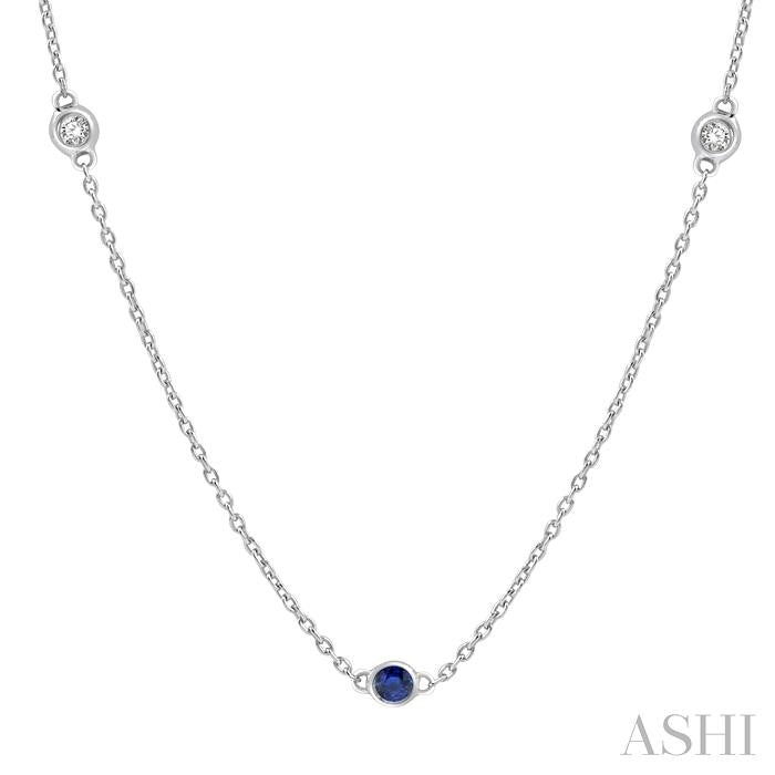 ASHI Gemstone & Diamond Station Necklace 998CQPPFGNKSPWG