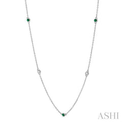 ASHI Gemstone & Diamond Station Necklace 998CUPPFGNKEMWG