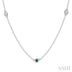 ASHI Gemstone & Diamond Station Necklace 998CUPPFGNKEMWG
