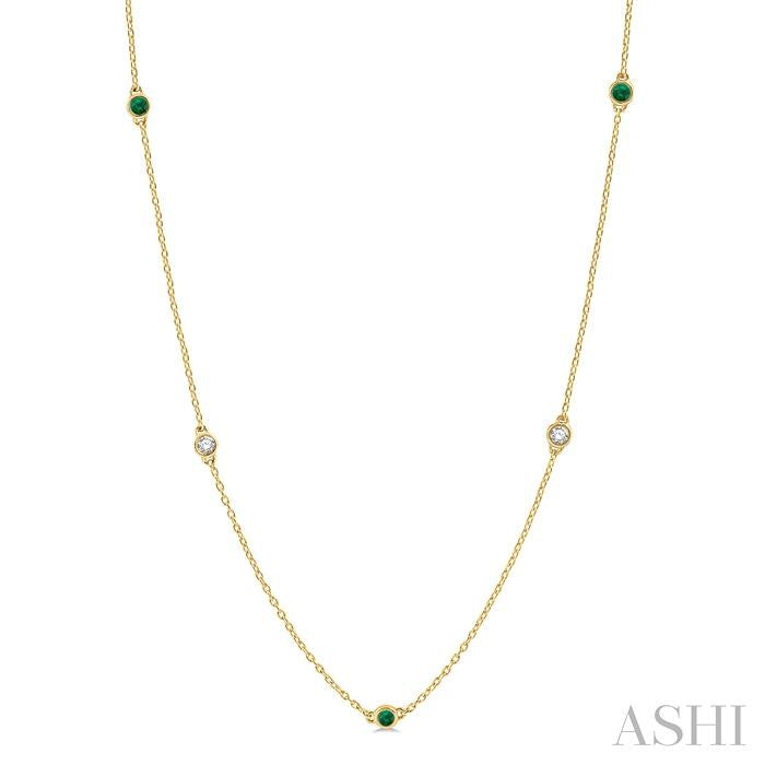 ASHI Gemstone & Diamond Station Necklace 998CUPPFGNKEMYG