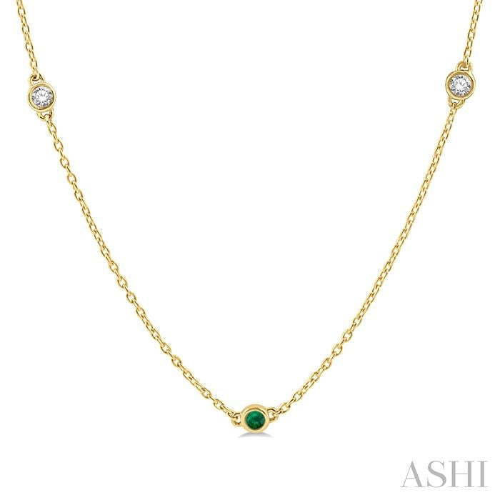 ASHI Gemstone & Diamond Station Necklace 998CUPPFGNKEMYG