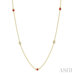 ASHI Gemstone & Diamond Station Necklace 998CUPPFGNKRBYG