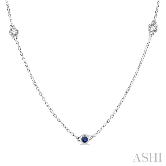 ASHI Gemstone & Diamond Station Necklace 998CUPPFGNKSPWG