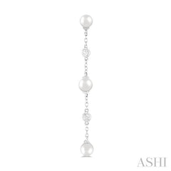 ASHI Pearl & Diamond Station Long Chain Earrings 998D9PPFGERWPWG