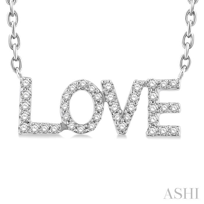 ASHI Block 'LOVE' Diamond Name Necklace 998K8PPTSNKWG-LOVE