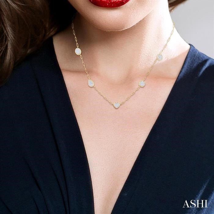 ASHI Mixed Shape Paperclip Lovebright Diamond Station Necklace 998PVPPFGNKYW