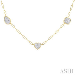 ASHI Mixed Shape Paperclip Lovebright Diamond Station Necklace 998PVPPFGNKYW