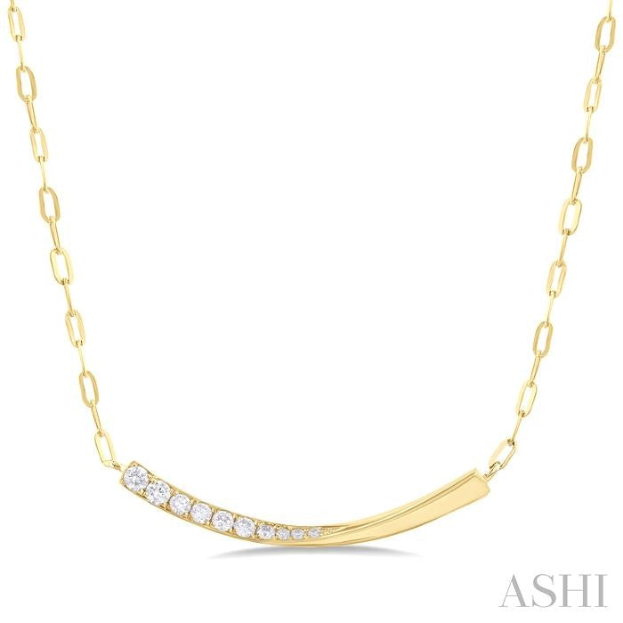 ASHI Paperclip Bar Diamond Smile Necklace 998X0PPFGNKYG