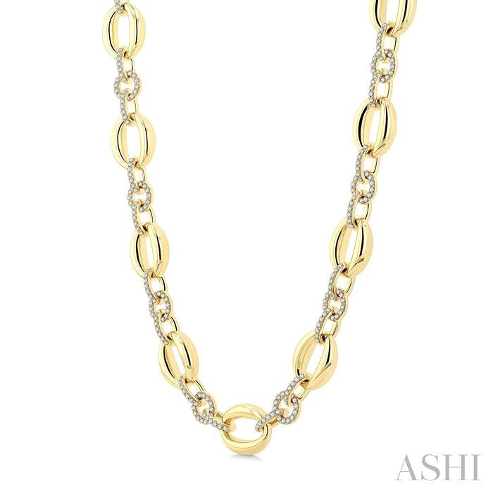 ASHI Open Link Bold Gold Diamond Fashion Necklace 998Z2PPFGNKYG
