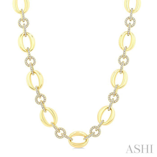 ASHI Open Link Bold Gold Diamond Fashion Necklace 998Z2PPFGNKYG