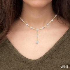 ASHI Oval Shape Paperclip Lovebright Diamond Fashion Necklace 99922PPFGNKYW-OV