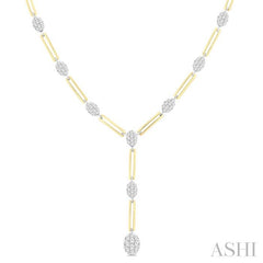 ASHI Oval Shape Paperclip Lovebright Diamond Fashion Necklace 99922PPFGNKYW-OV