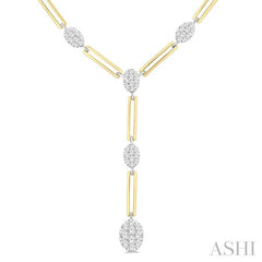 ASHI Oval Shape Paperclip Lovebright Diamond Fashion Necklace 99922PPFGNKYW-OV