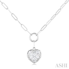 ASHI Heart Shape Lovebright Bezel Paperclip Necklace 999PQPPFGNKWG-HT
