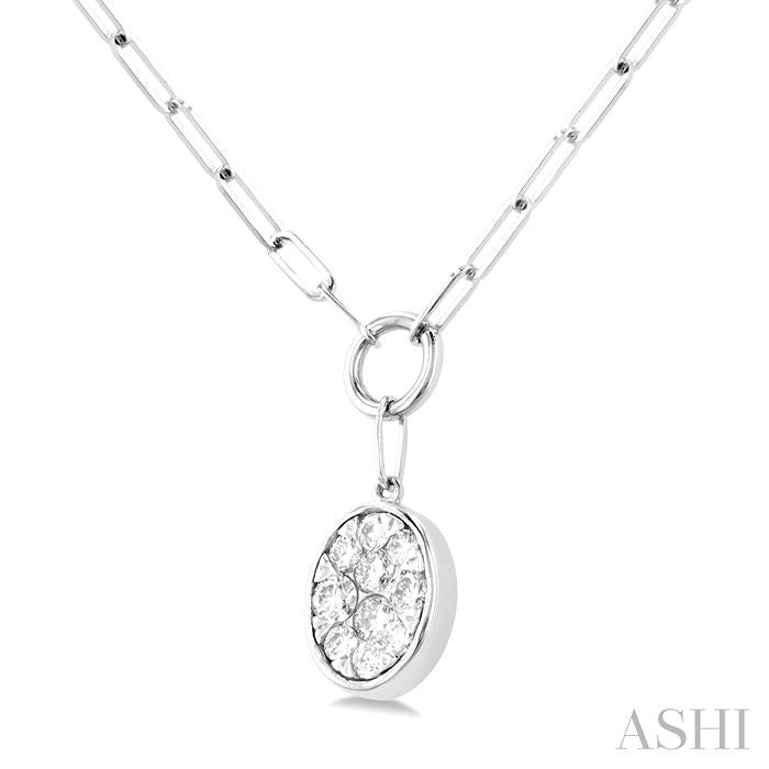 ASHI Oval Shape Lovebright Bezel Paperclip Necklace 999PQPPFGNKWG-OV